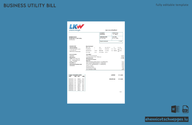 Liechtenstein Ische Kraftwerke LKW electricity business utility bill sample preview